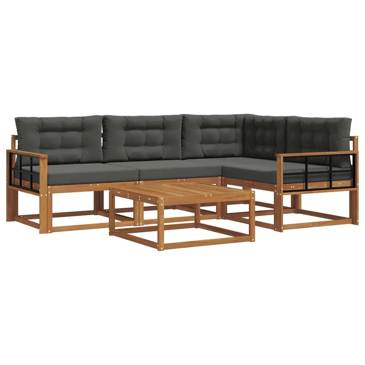 Outdoor Sofa Set Modular Garden Patio Furniture 5 Piece with Cushions Brown