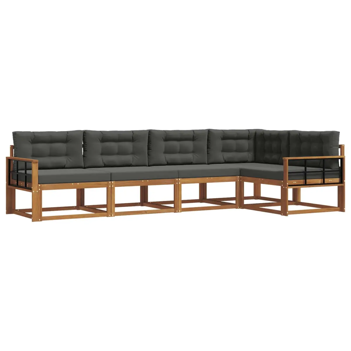 Outdoor Sectional Sofa Set Modular Garden Patio Furniture 5 Pieces Brown Cushion
