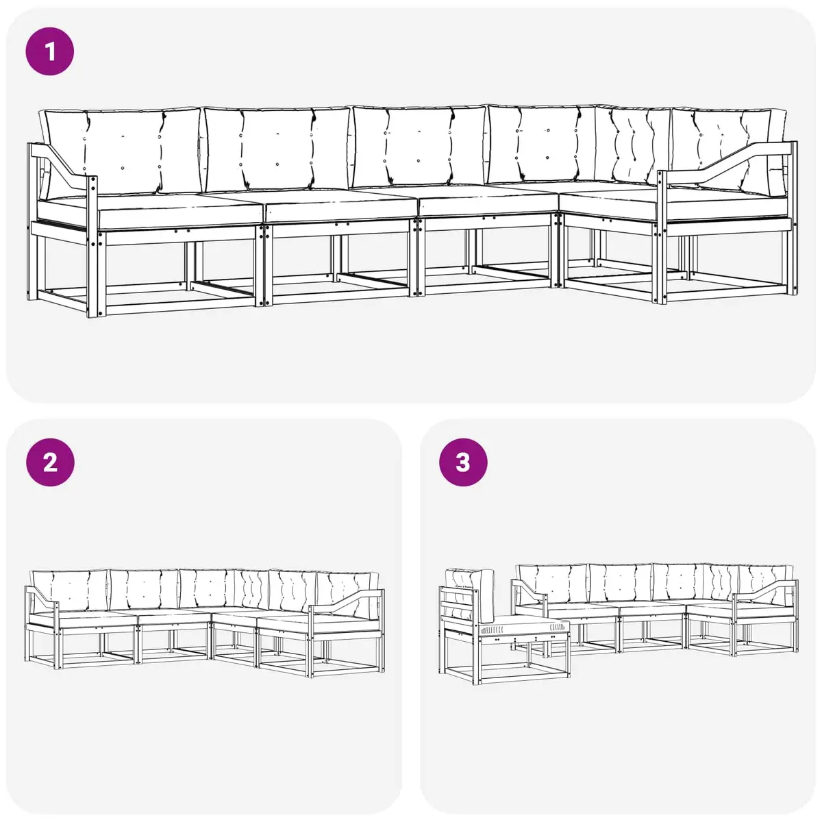 Outdoor Sofa Set Modular Sectional 5 Piece Garden Patio Furniture Brown