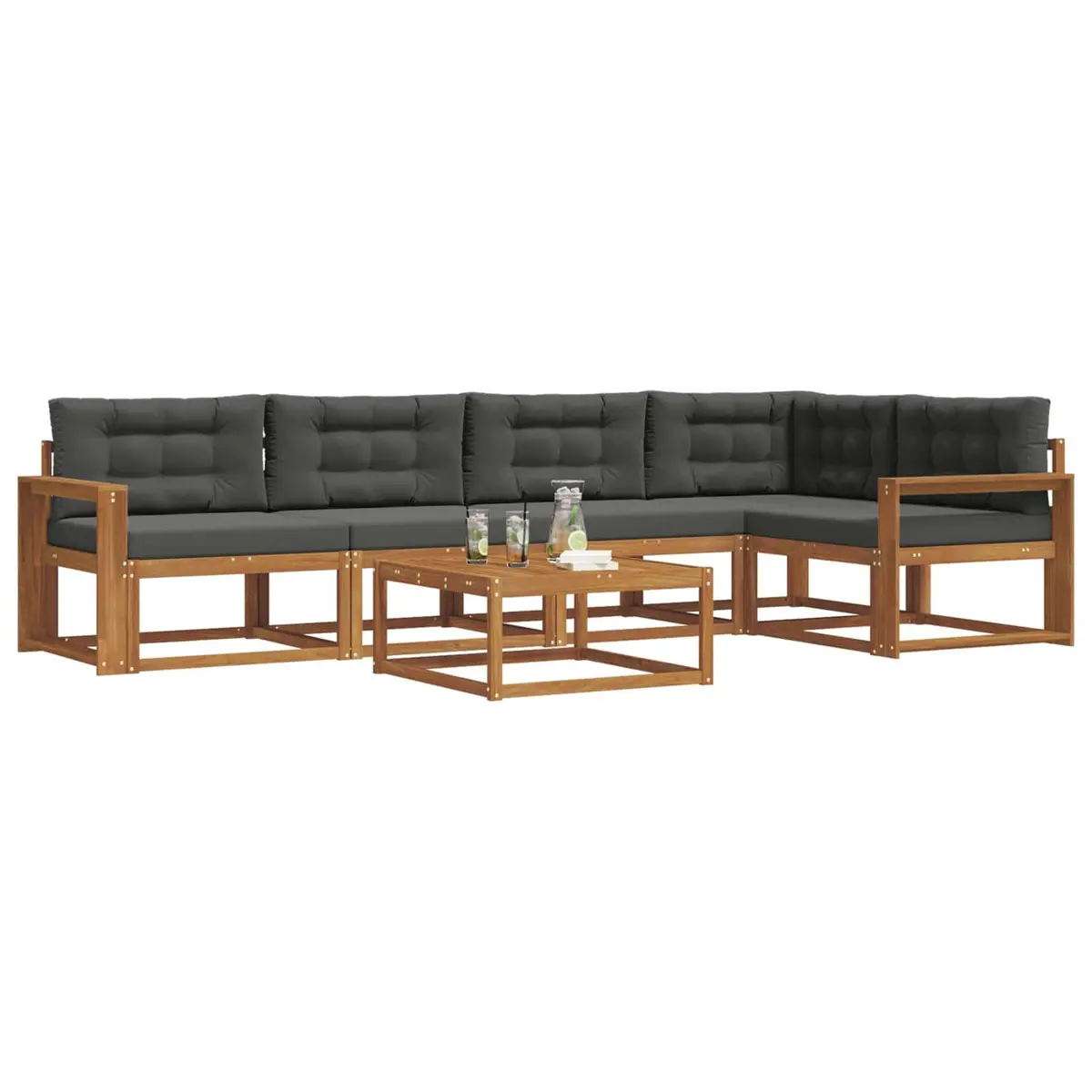 Outdoor Sectional Sofa Set Modular Garden Patio Lounge 6 Piece Brown