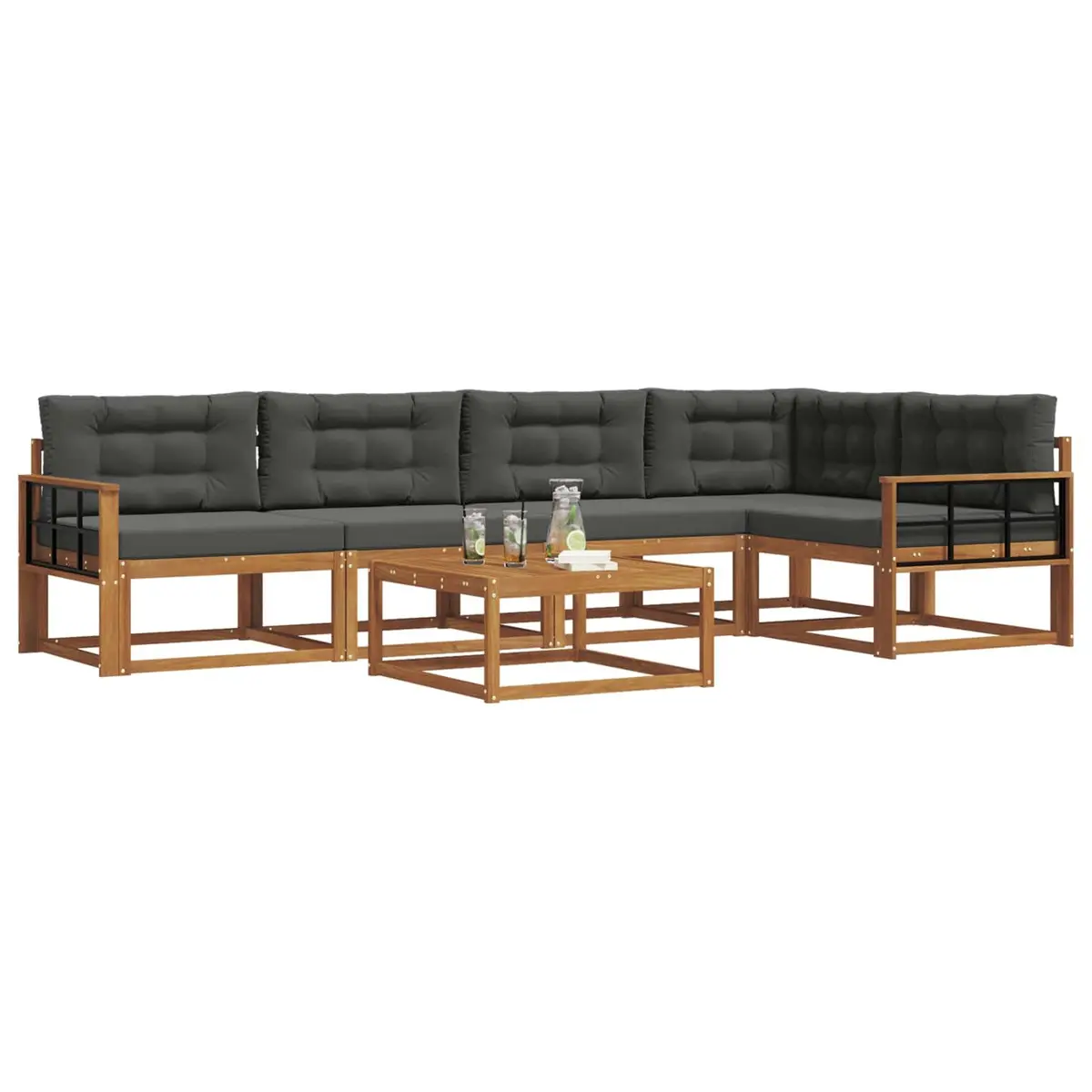 Outdoor Sectional Sofa Set Modular Garden Patio Furniture 6 Piece Brown