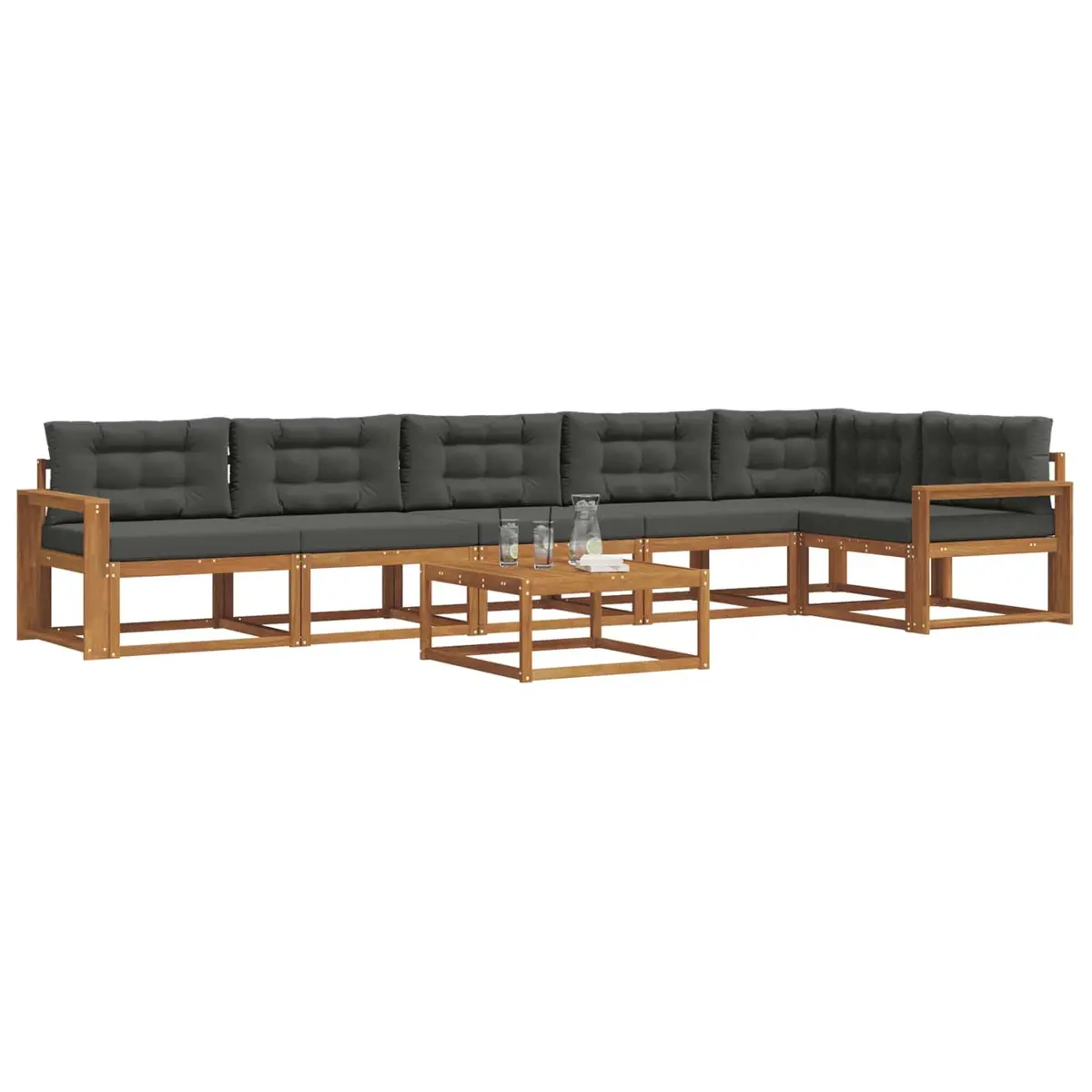 Outdoor Sectional Sofa Set 7 Piece Garden Patio Furniture Modular Lounge with