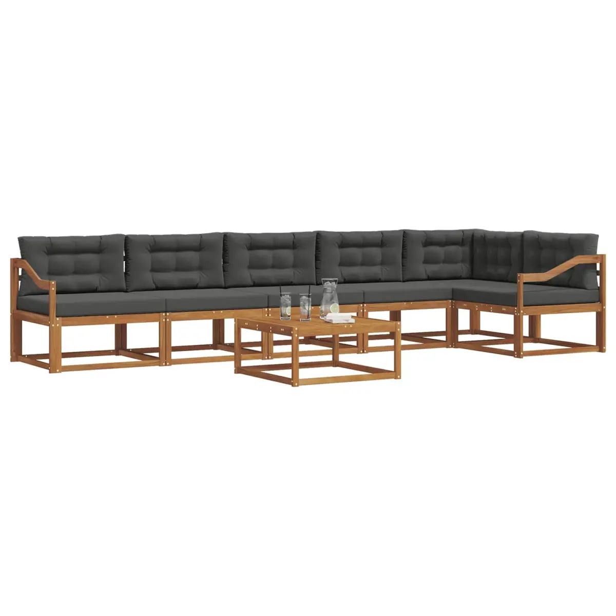 Outdoor Sectional Sofa Set Modular Lounge Suite 7 Piece Brown Anthracite