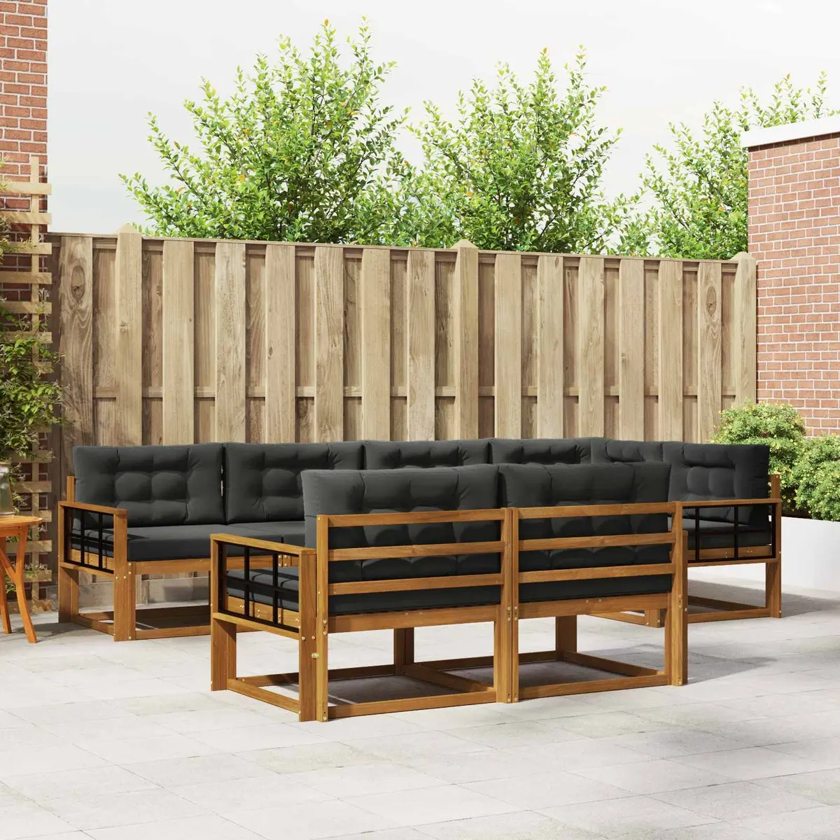 Outdoor Sofa Set Modular Sectional Lounge 8 Piece Natural Anthracite Brown