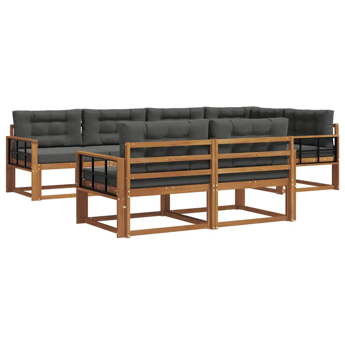 Outdoor Sofa Set Modular Sectional Lounge 8 Piece Natural Anthracite Brown