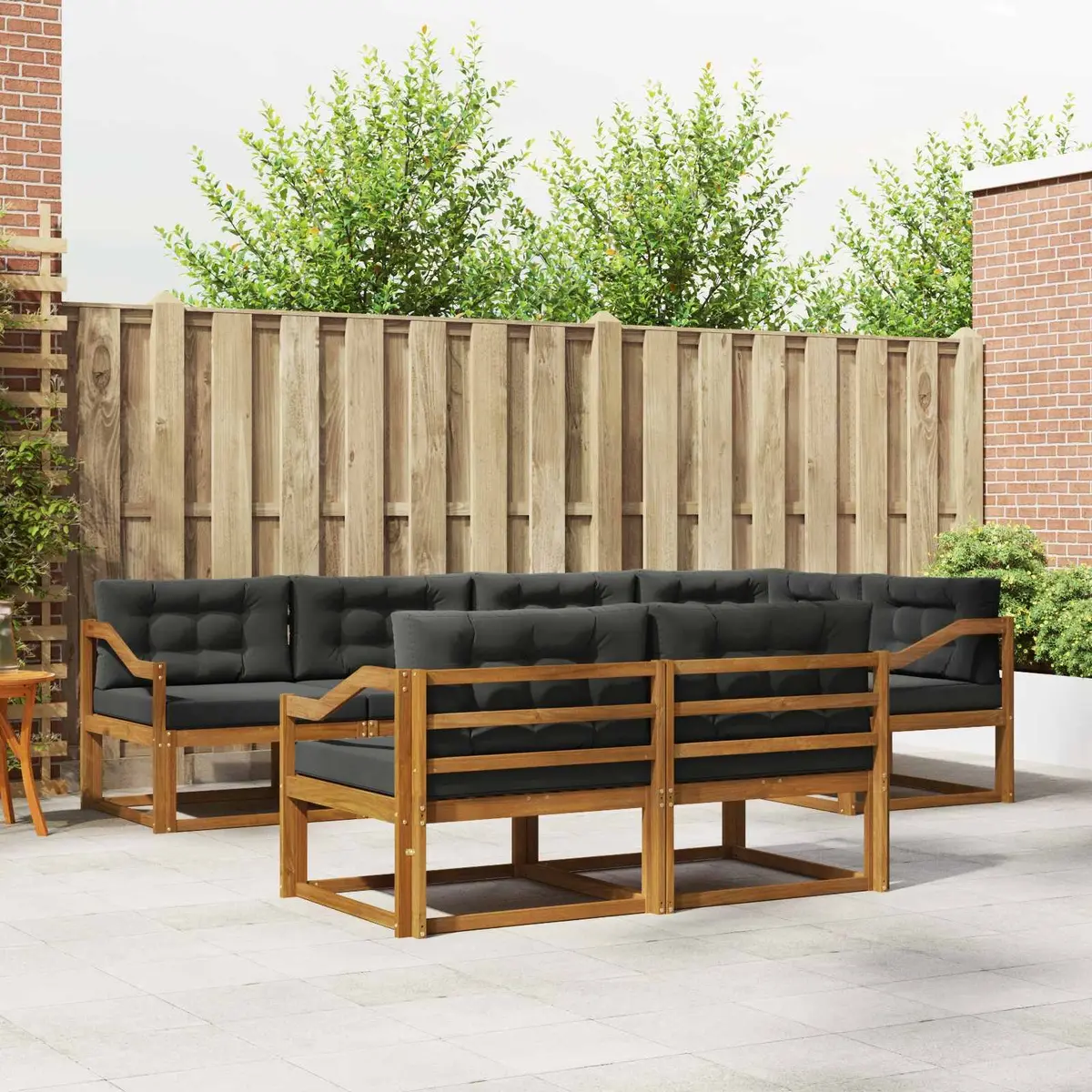 Outdoor Sofa Set Modular Sectional Garden Patio 8 Piece Brown Acacia Wood