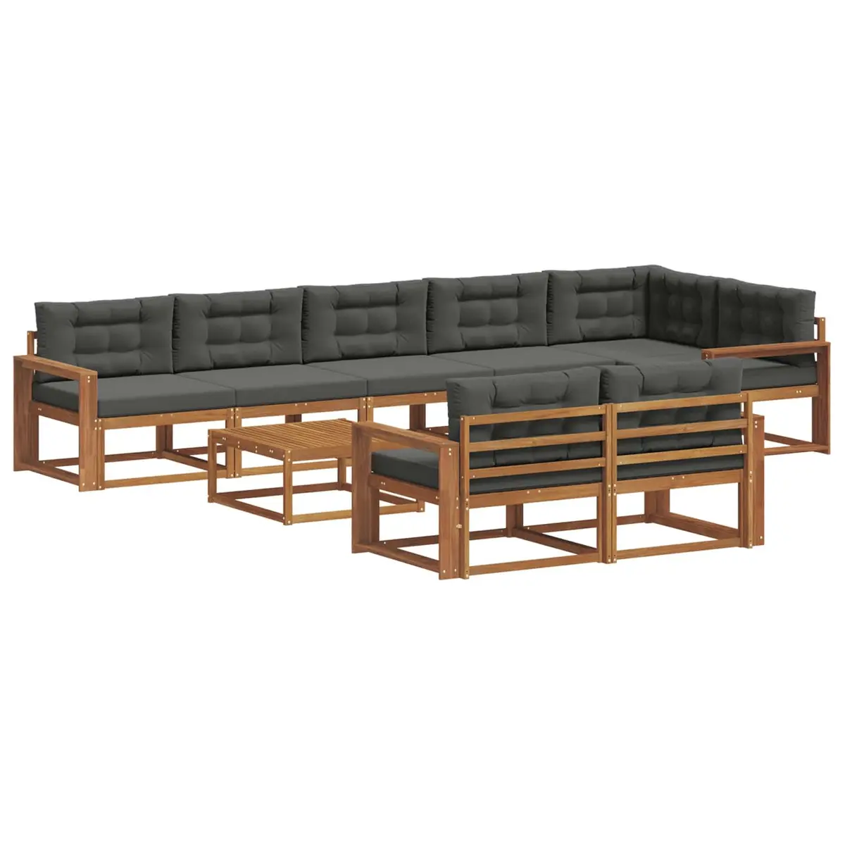 Outdoor Sectional Sofa Set Modular Garden Patio Furniture 9 Piece Brown