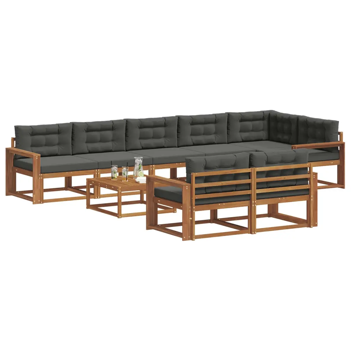 Outdoor Sectional Sofa Set Modular Garden Patio Furniture 9 Piece Brown