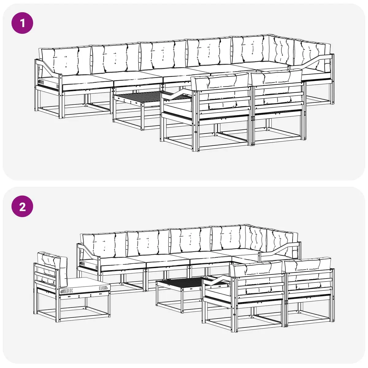 Outdoor Sectional Sofa Set Modular Garden Patio Furniture 9 Piece with Cushions Brown Anthracite