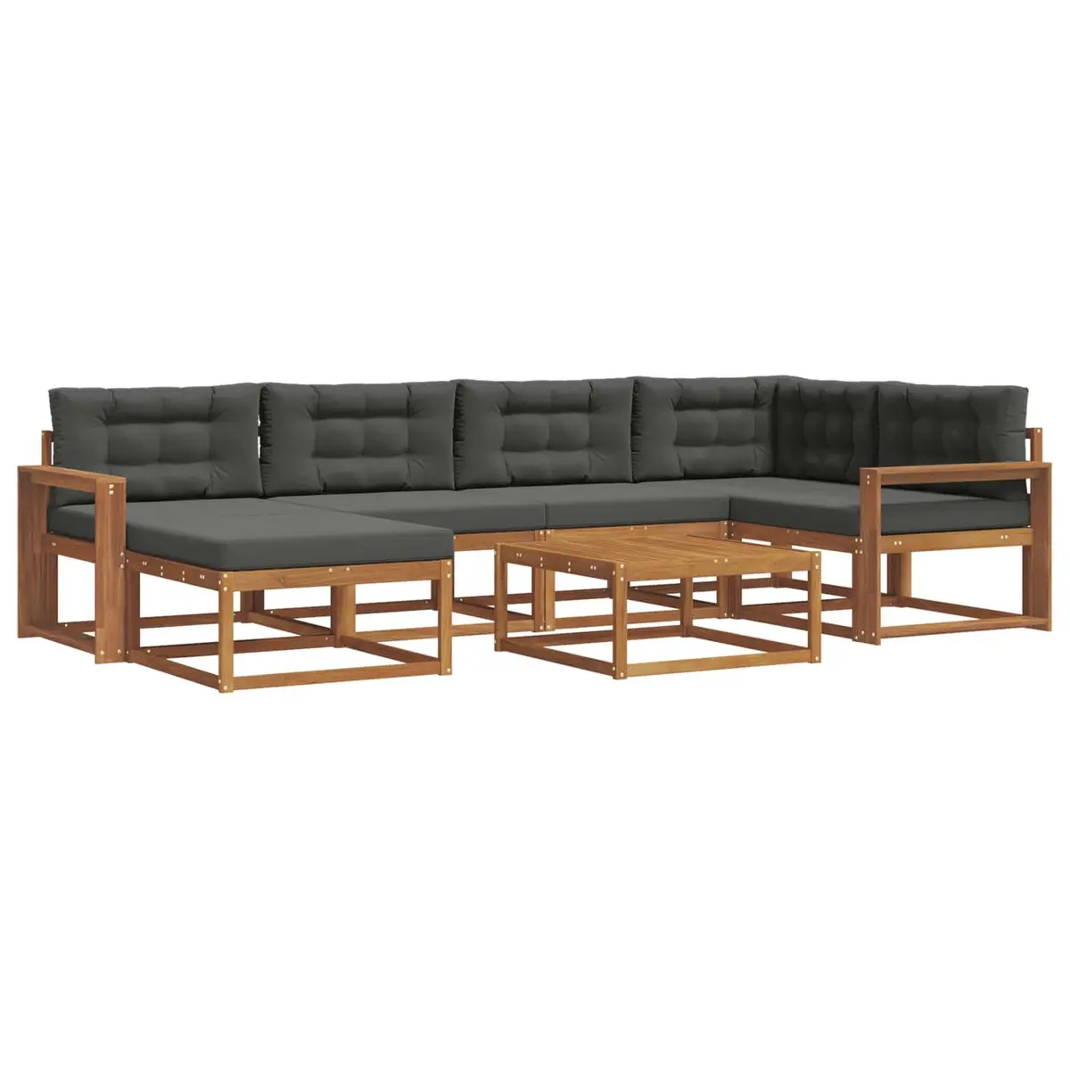 Outdoor Sectional Sofa Set Modular Lounge 7 Piece Acacia Brown