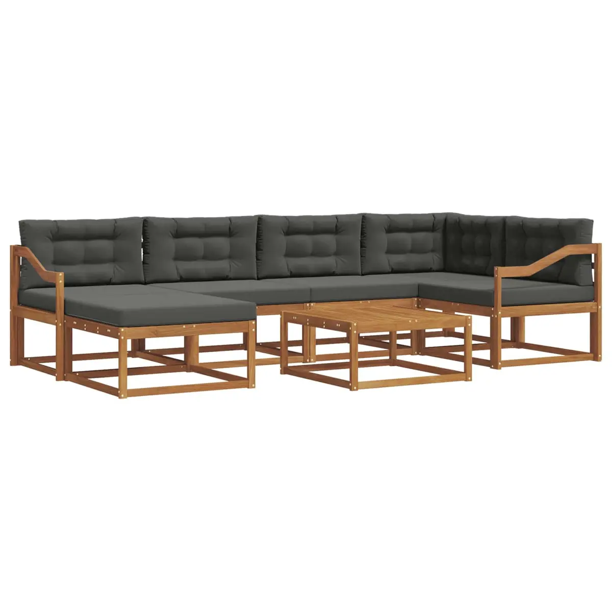 Outdoor Sectional Sofa Set Modular Garden Patio Furniture 7 Piece Brown Anthracite