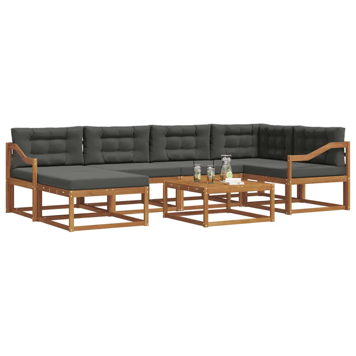 Outdoor Sectional Sofa Set Modular Garden Patio Furniture 7 Piece Brown Anthracite