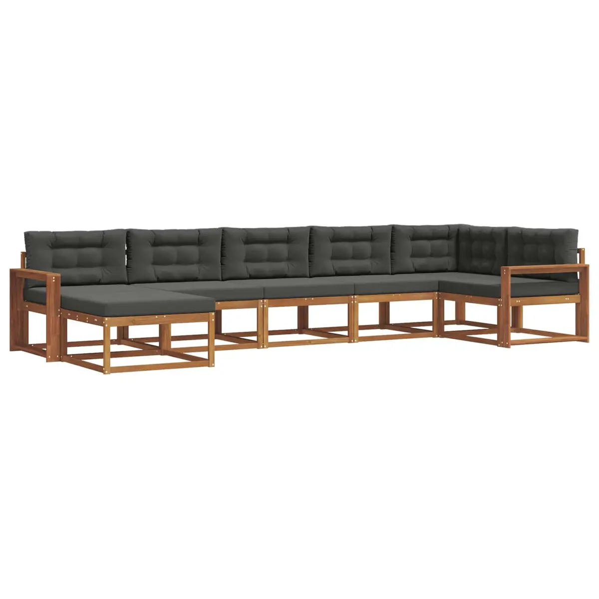 Outdoor Sectional Sofa Set Modular Garden Furniture 7 Piece Brown with Cushions
