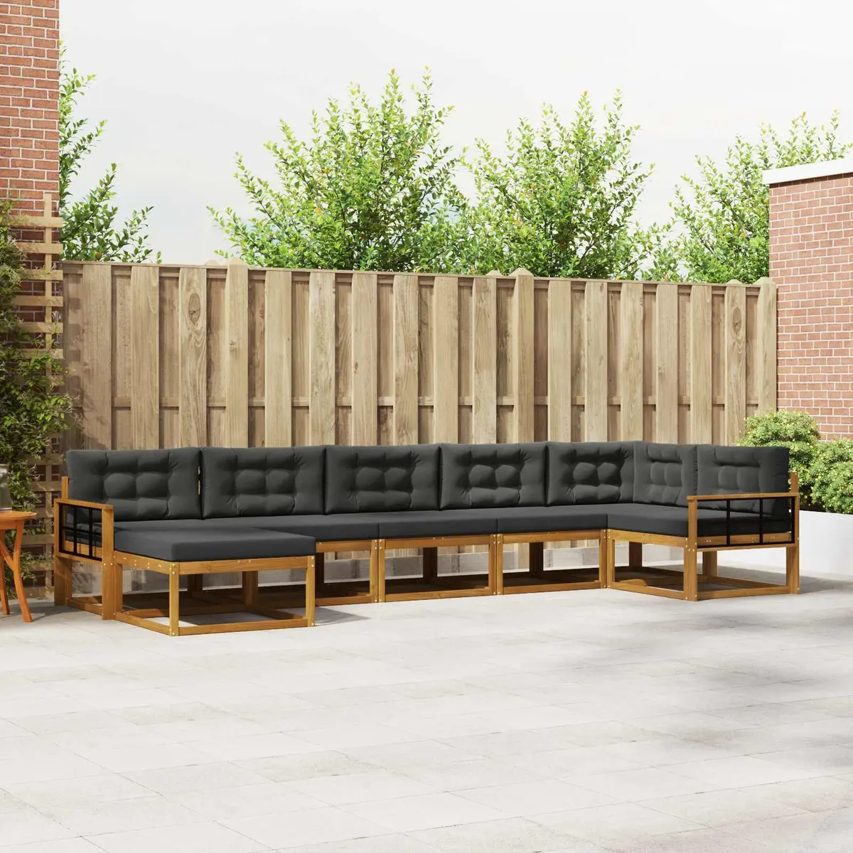 Outdoor Sectional Sofa Set 7 Piece Modular Lounge Garden Furniture Brown with Anthracite Cushions