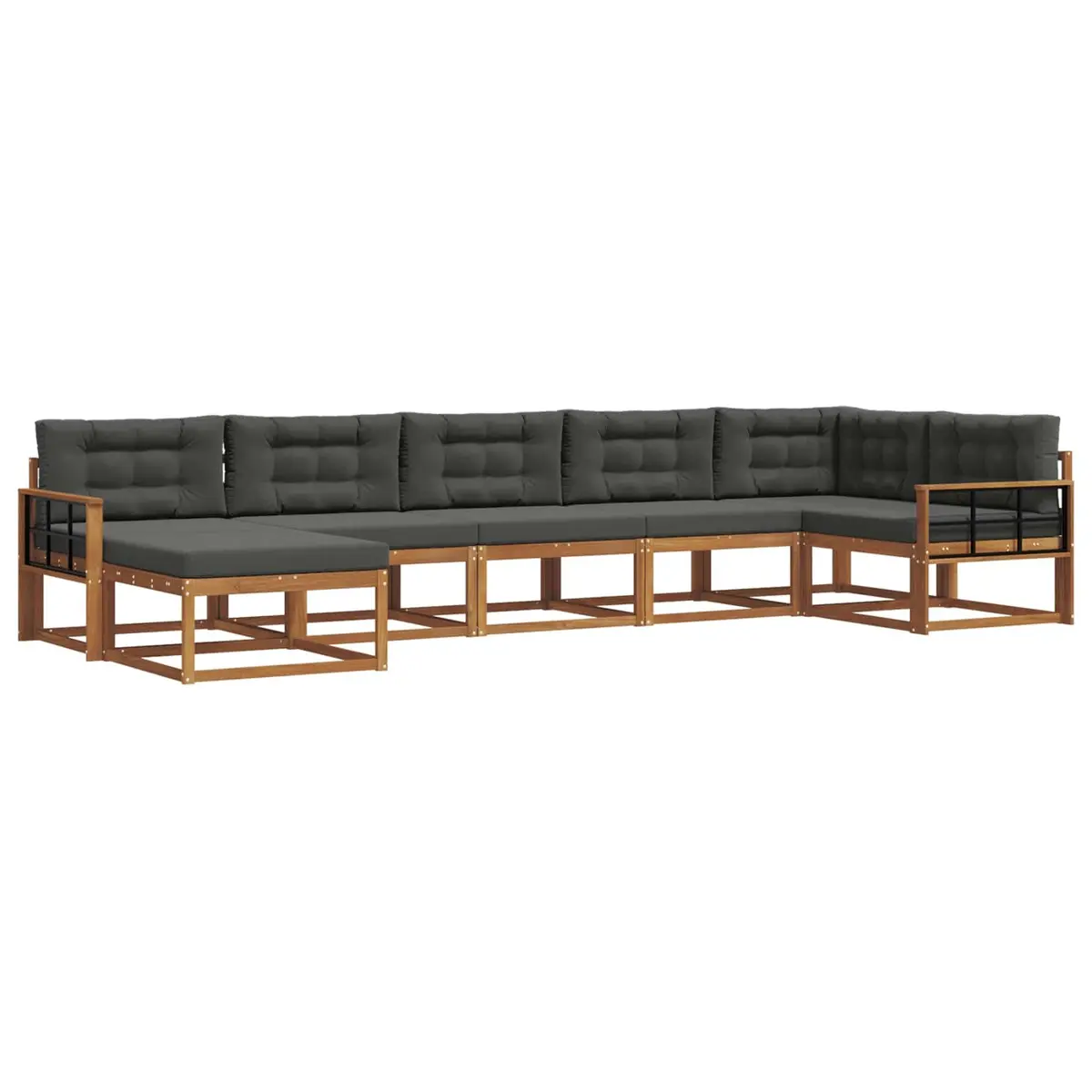 Outdoor Sectional Sofa Set 7 Piece Modular Lounge Garden Furniture Brown with Anthracite Cushions