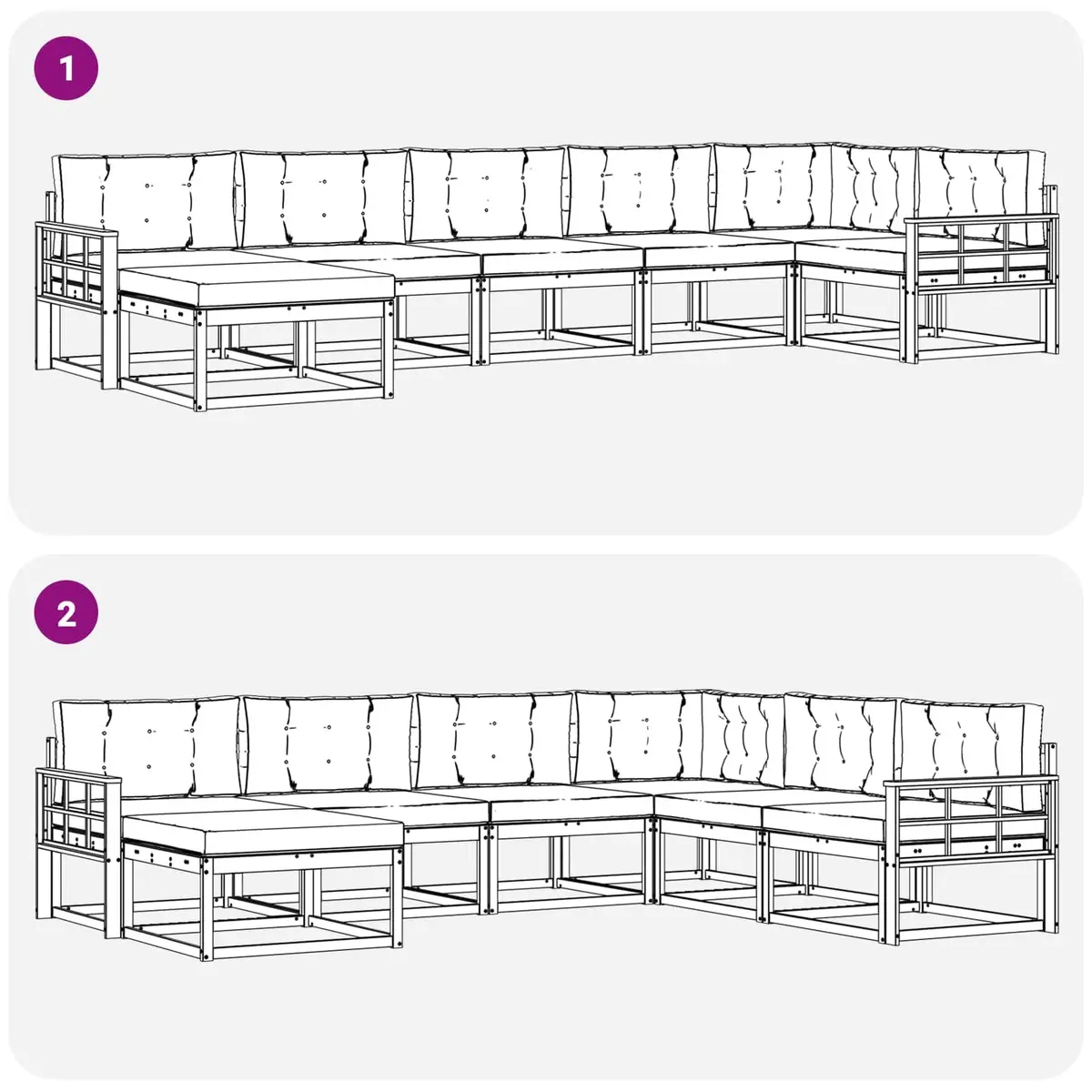 Outdoor Sectional Sofa Set 7 Piece Modular Lounge Garden Furniture Brown with Anthracite Cushions