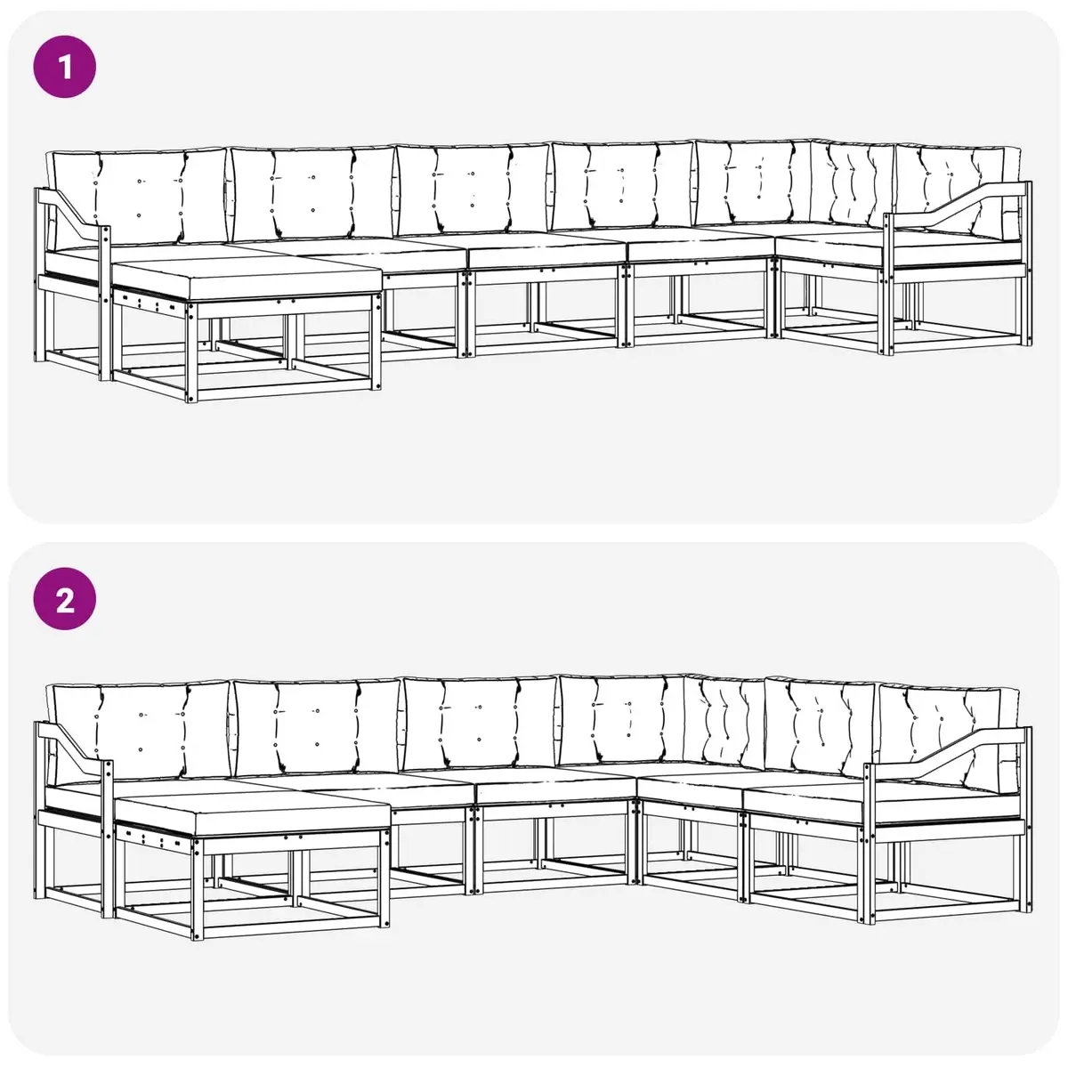 Outdoor Sectional Sofa Set Modular Garden Furniture 7 Pieces Natural Anthracite