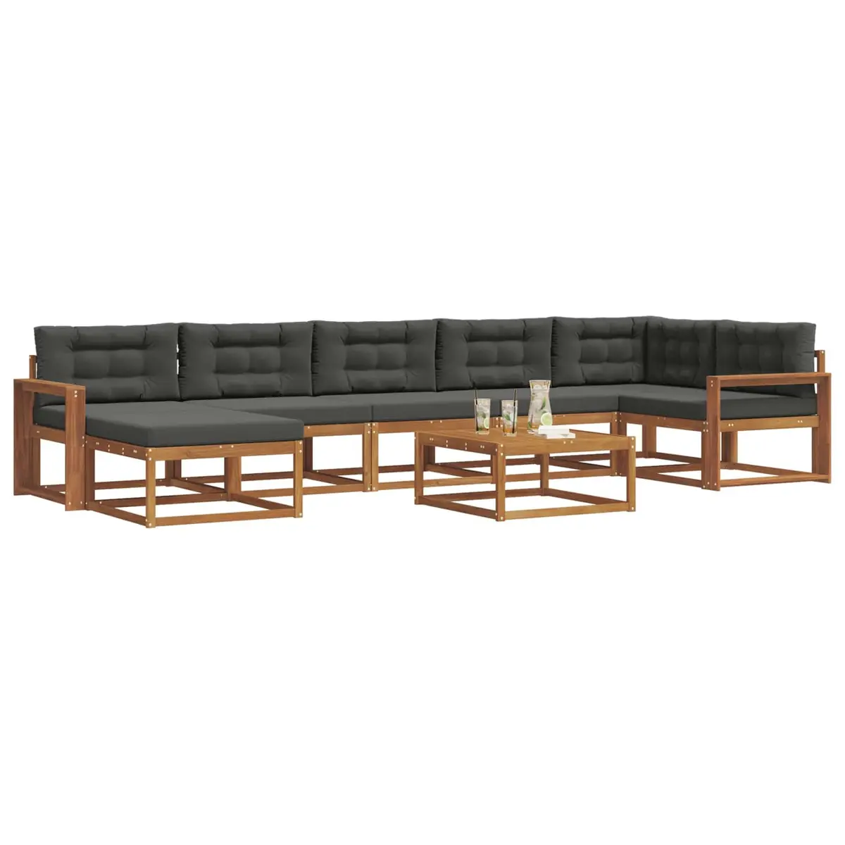 Outdoor Sectional Sofa Set 8 Pieces Garden Patio Furniture Brown
