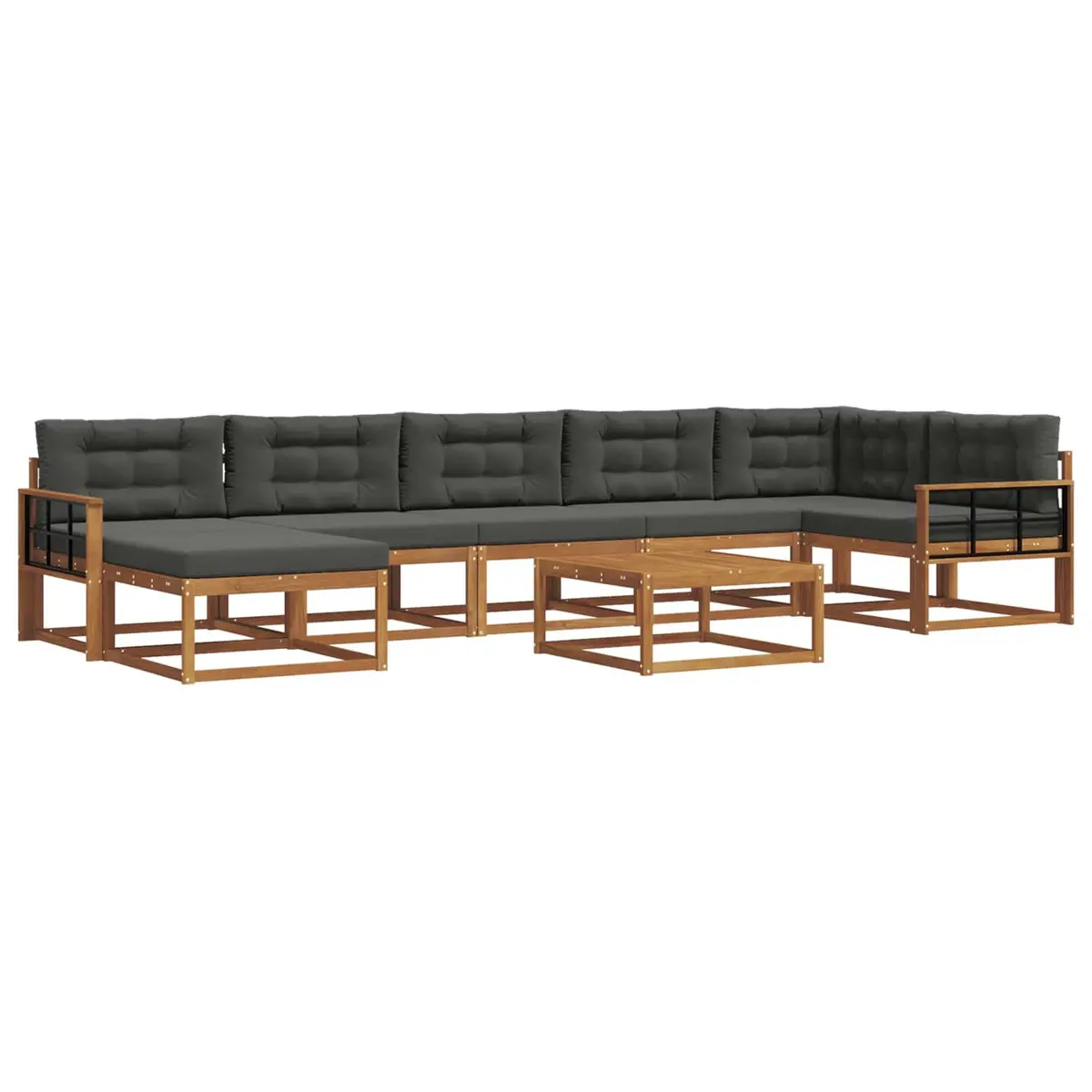 Outdoor Sectional Sofa Set 8 Piece Garden Patio Lounge Furniture Brown Anthracite