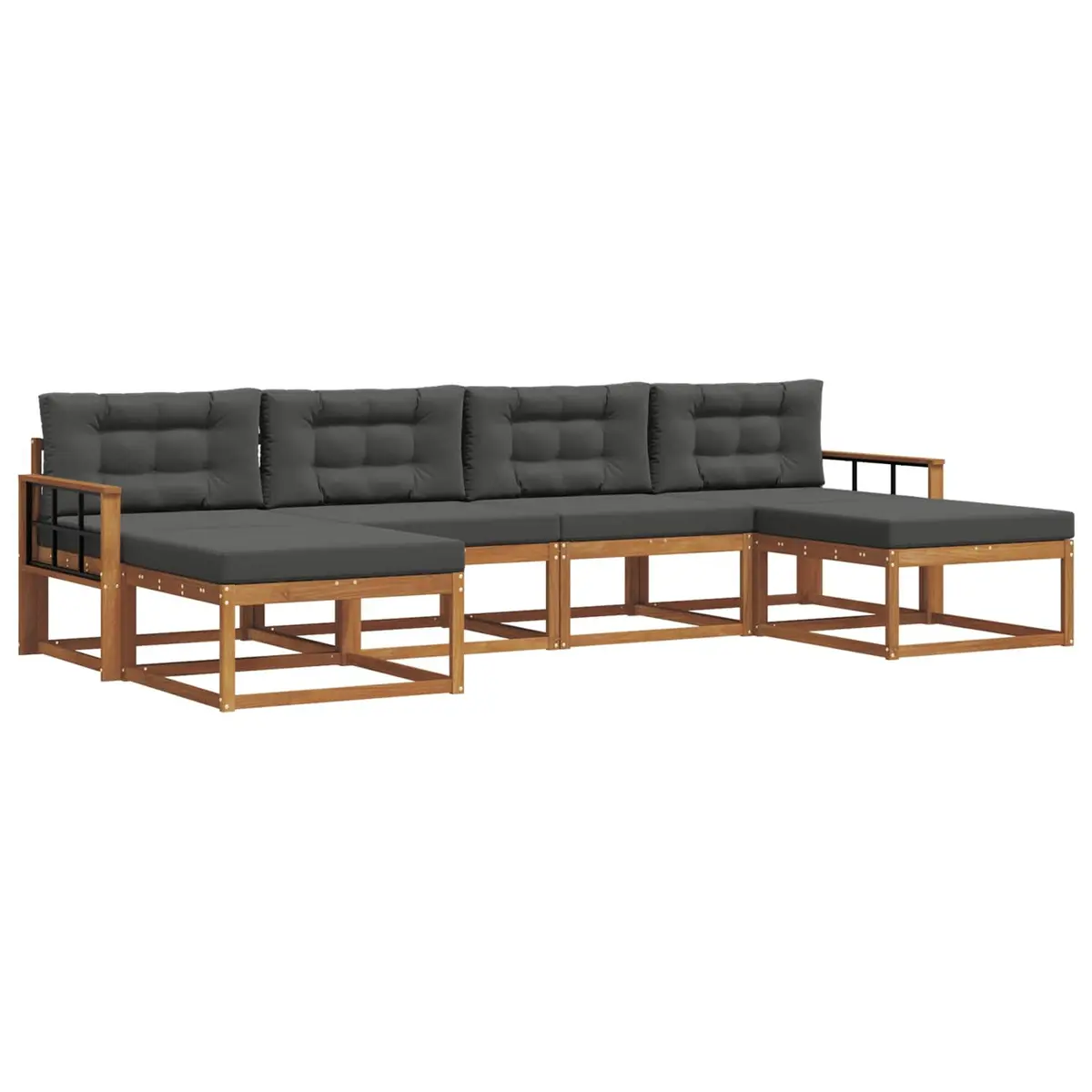 Outdoor Sofa Set 6 Piece Garden Furniture Patio Lounge with Cushions Brown