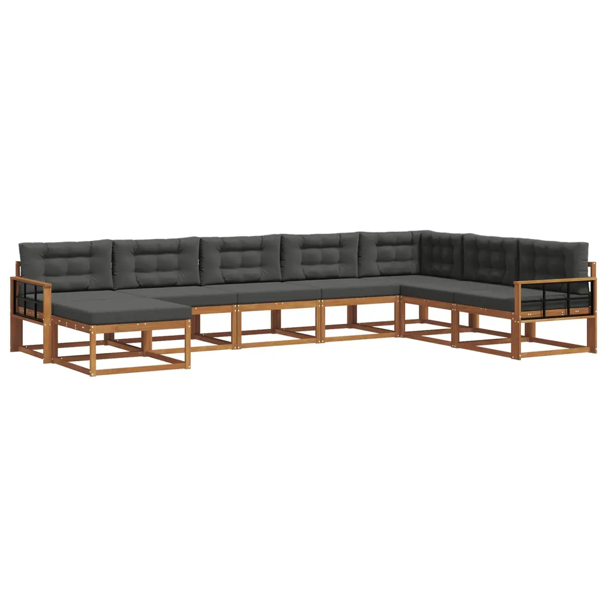 Outdoor Sectional Sofa Set 8 Piece Garden Patio Furniture Brown