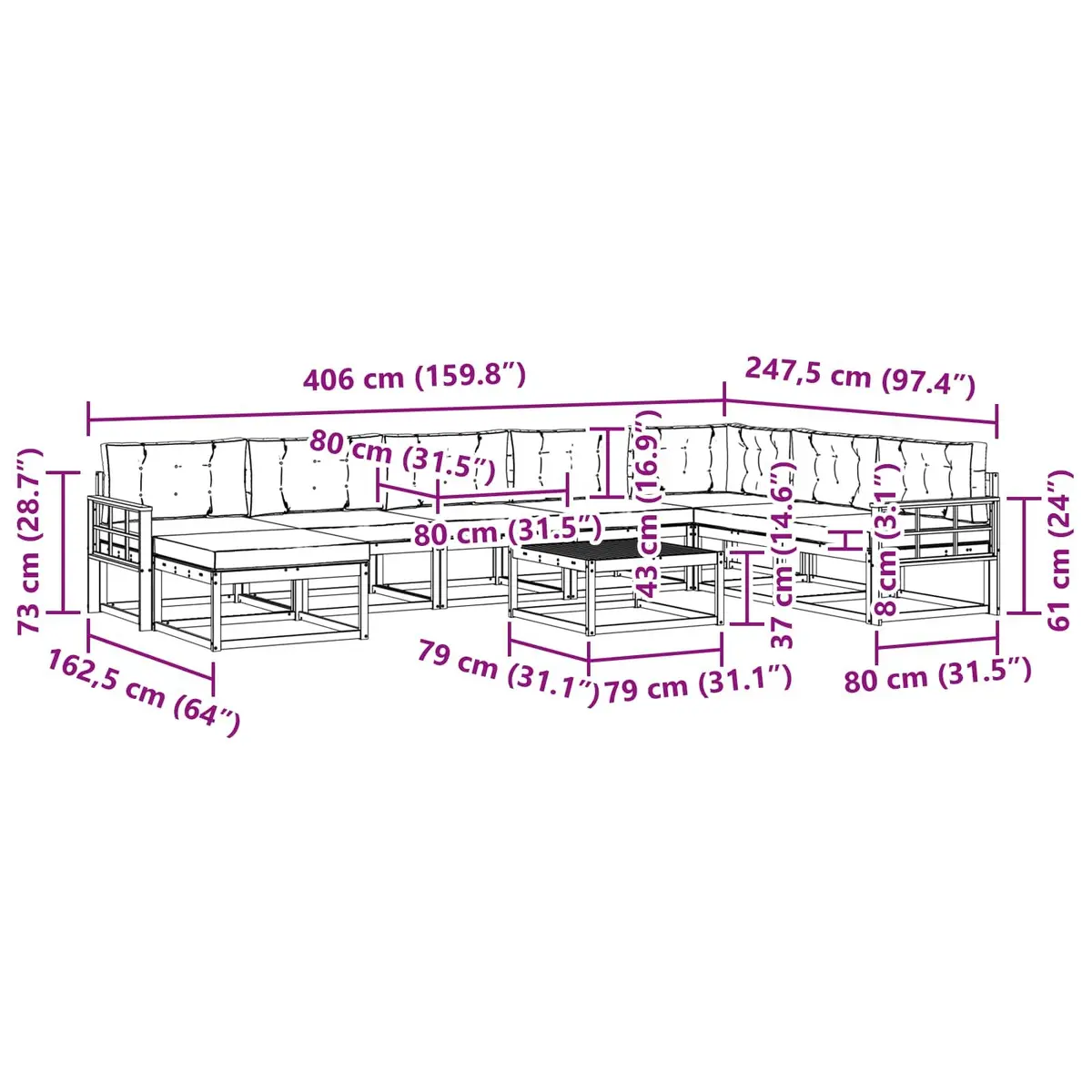 9-Piece Outdoor Sofa Set