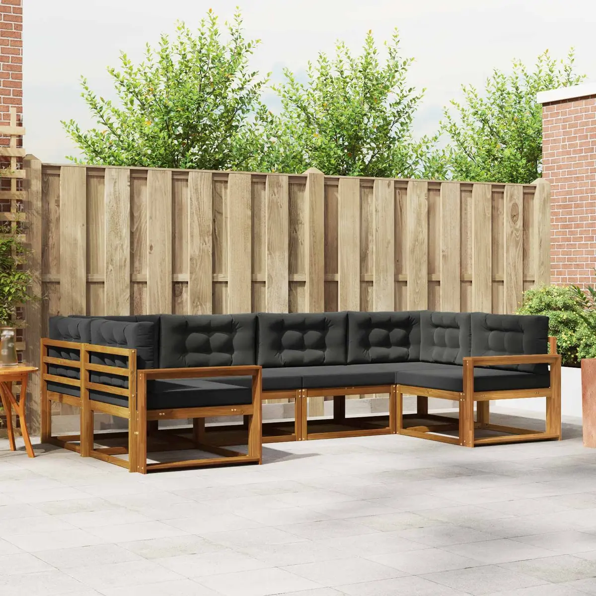 Outdoor Sectional Sofa Set 6 Pieces Garden Patio Furniture Brown