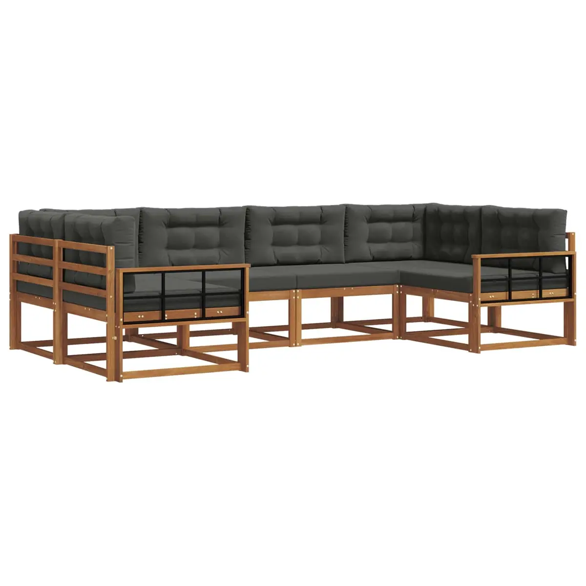 Outdoor Sectional Sofa Set 6 Pieces Garden Patio Furniture Solid Acacia Wood Brown