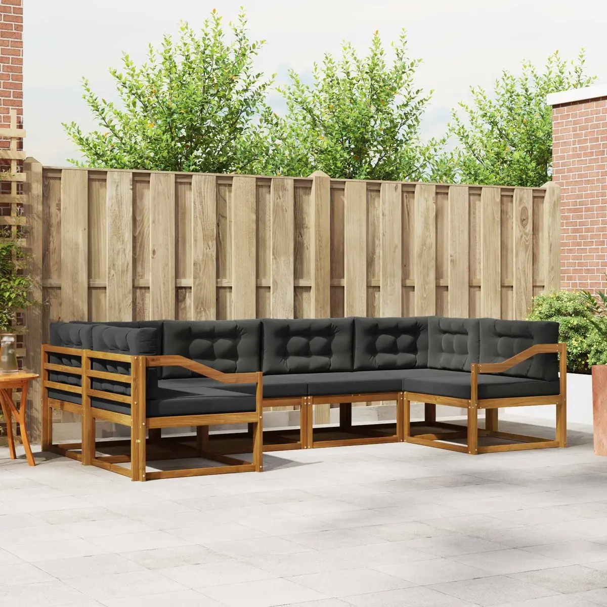 Outdoor Sectional Sofa Set 6 Piece Garden Patio Furniture Cushions Brown
