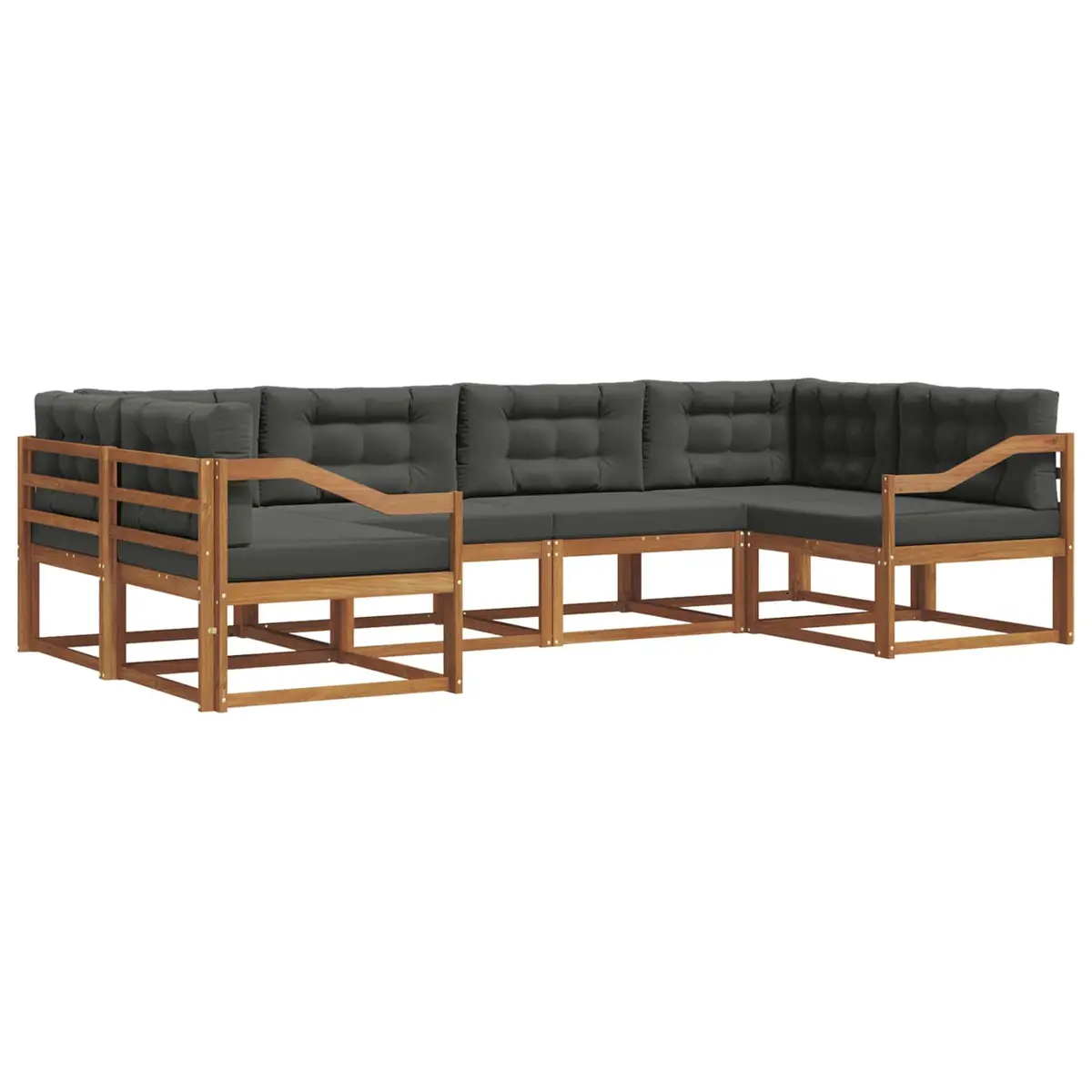 Outdoor Sectional Sofa Set 6 Piece Garden Patio Furniture Cushions Brown