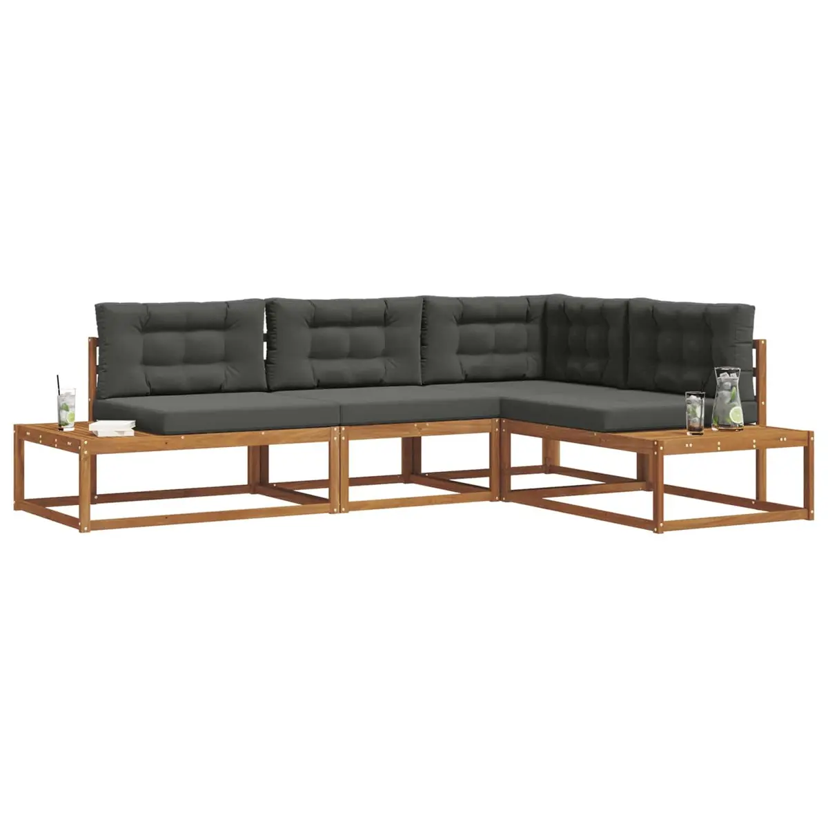 Outdoor Sectional Sofa Set Modern Garden Patio Furniture Brown