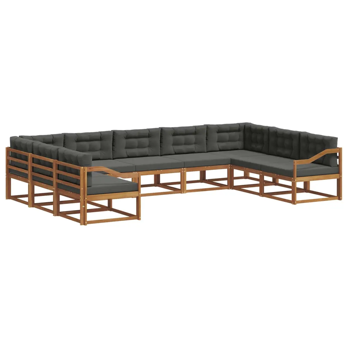 Outdoor Sectional Sofa Set 9 Pieces Garden Patio Furniture Cushions Brown