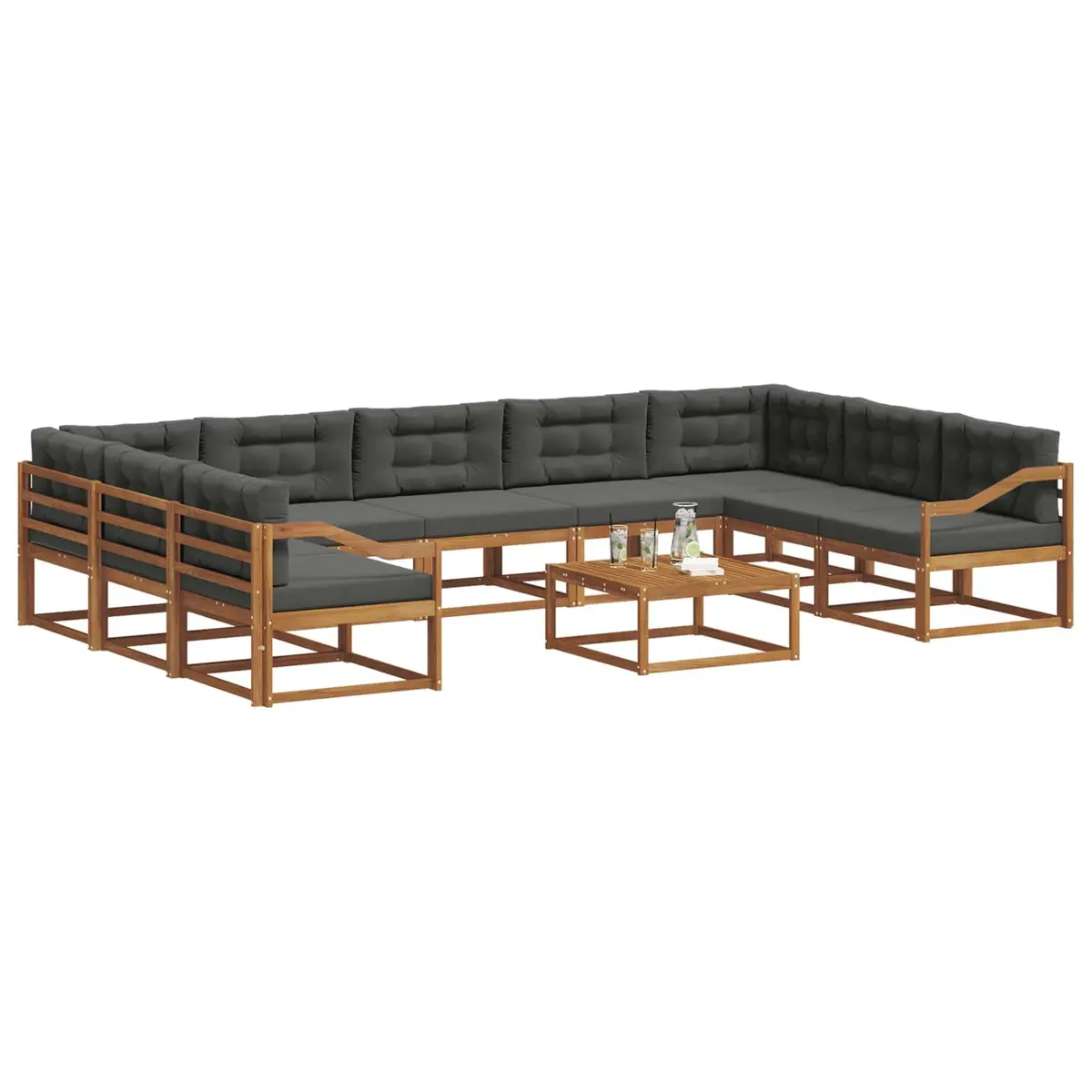 Outdoor Sectional Sofa Set 10 Piece Garden Patio Furniture Brown