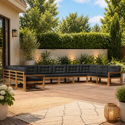 Comfortable 10-Piece Outdoor Sectional Sofa Set with Cushions