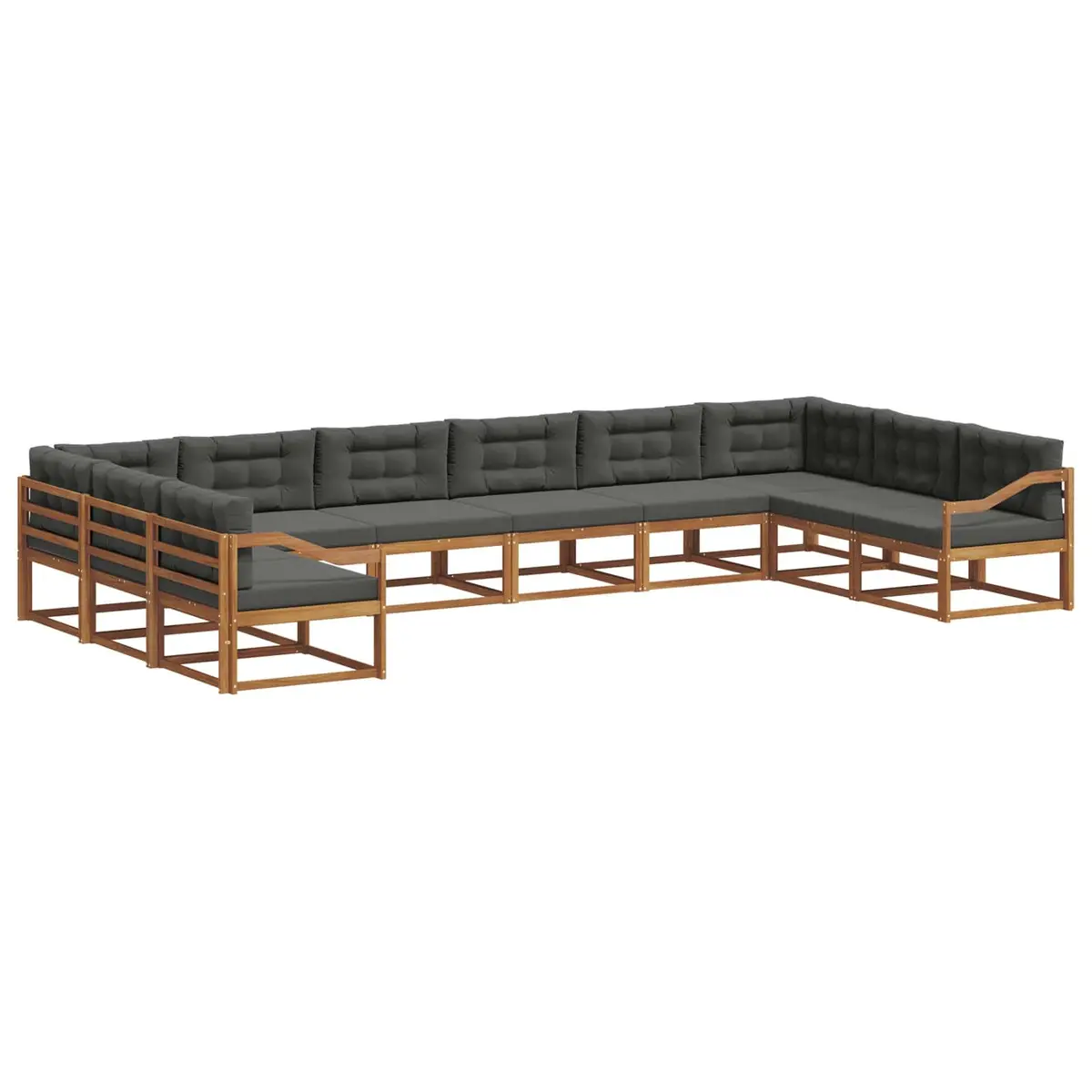 Outdoor Sectional Sofa Set 10 Piece Patio Garden Furniture Cushions Brown Anthracite