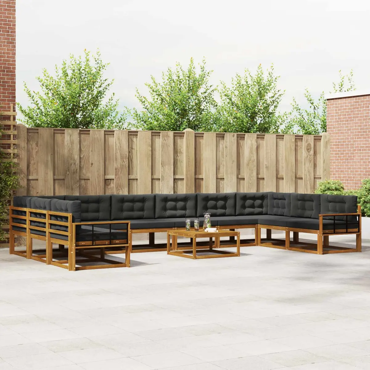 Outdoor Sectional Sofa Set Modern Garden Patio Furniture 11 Piece Brown