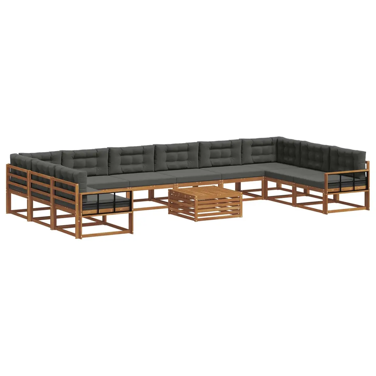 Outdoor Sectional Sofa Set Modern Garden Patio Furniture 11 Piece Brown