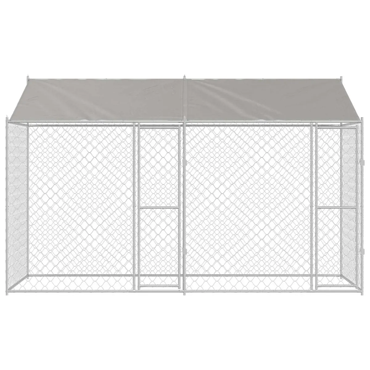 Dog Cage Outdoor Kennel Run Enclosure 400 x 200 x 256 cm Silver