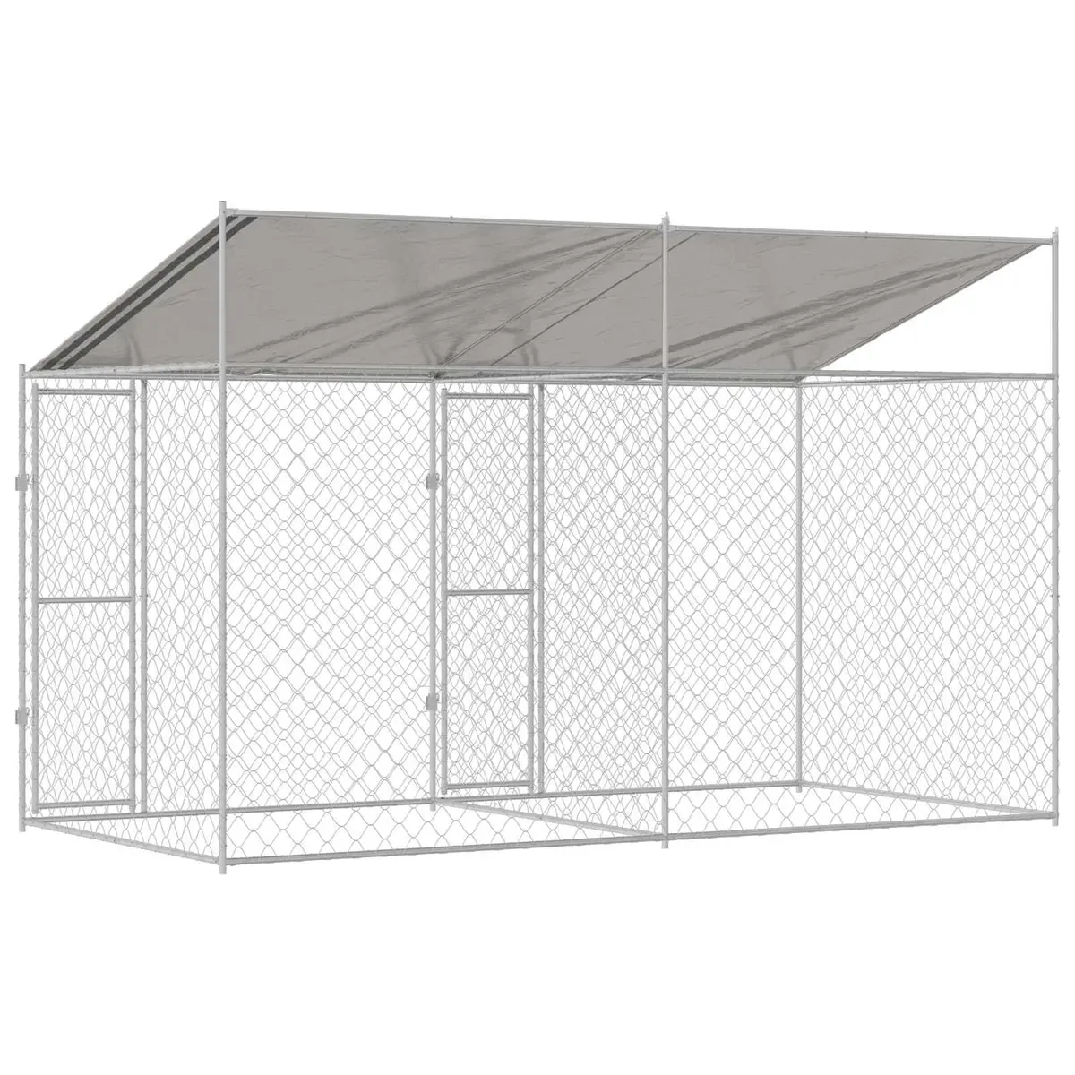 Dog Cage Outdoor Kennel Run Enclosure 400 x 200 x 256 cm Silver