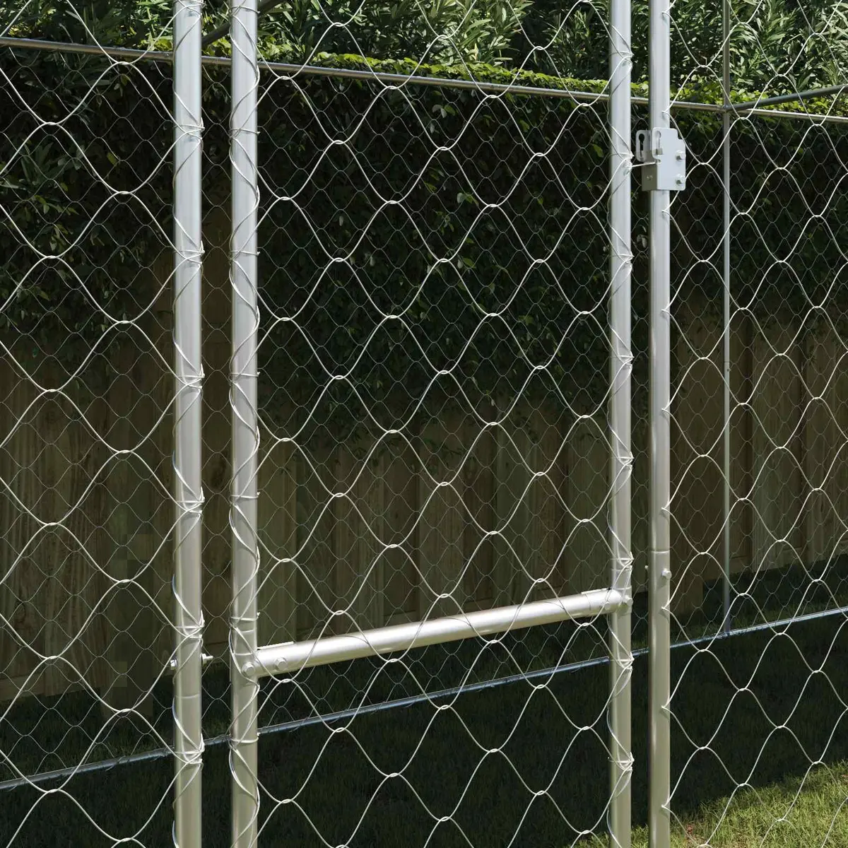 Dog Cage with Roof Outdoor Kennel Run Silver Large Spacious Steel Wire Mesh
