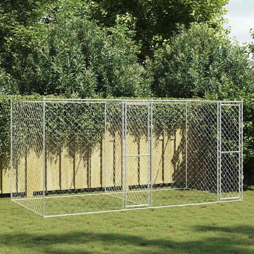 Large Breed Dog Cage 400x200x200cm Silver