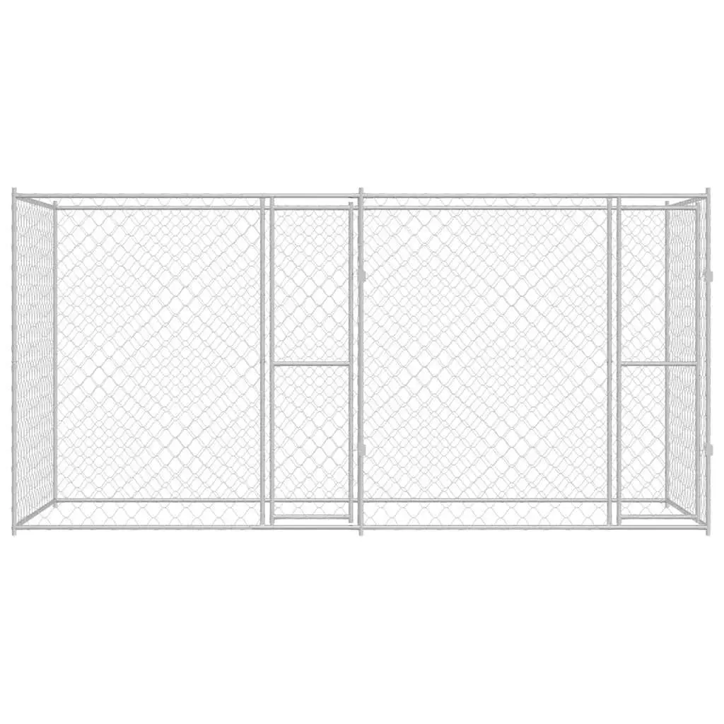 Dog Cage Large Breed Run Pen 400x200x200cm Silver Galvanised Steel Outdoor