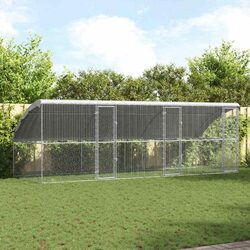 Chicken Cage 3 pcs Silver 600 x 200 x 200 cm Outdoor Poultry Run Housing
