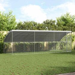 Chicken Cage 3 Pcs Silver 600 x 200 x 200 cm Galvanised Steel Garden Outdoor