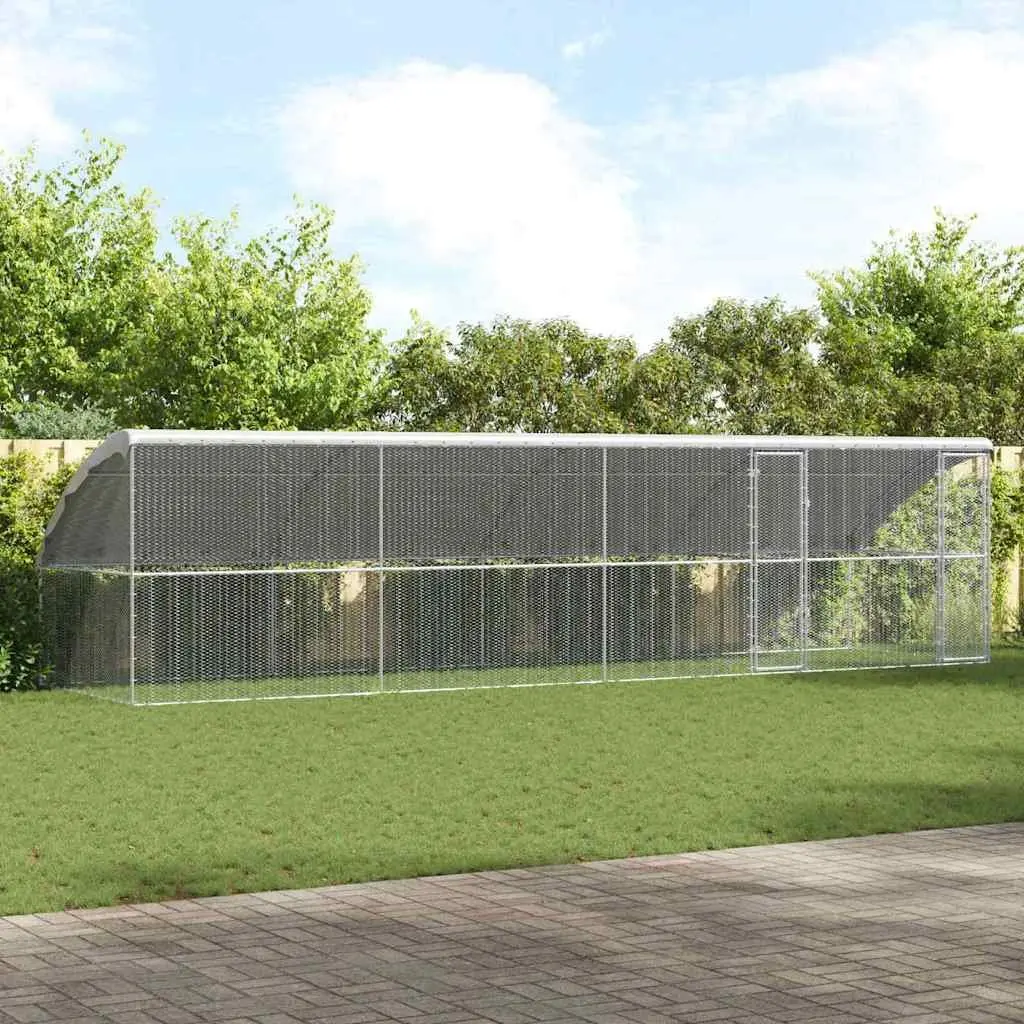 Chicken Cage 4pcs Large Galvanised Steel Outdoor Poultry Habitat Housing Garden
