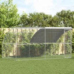 Chicken Cage Outdoor Set of 2 Silver 400 x 200 x 200 cm