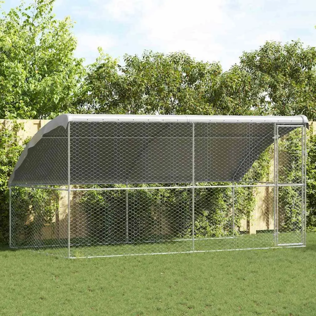Outdoor Dog Kennel Set in Silver