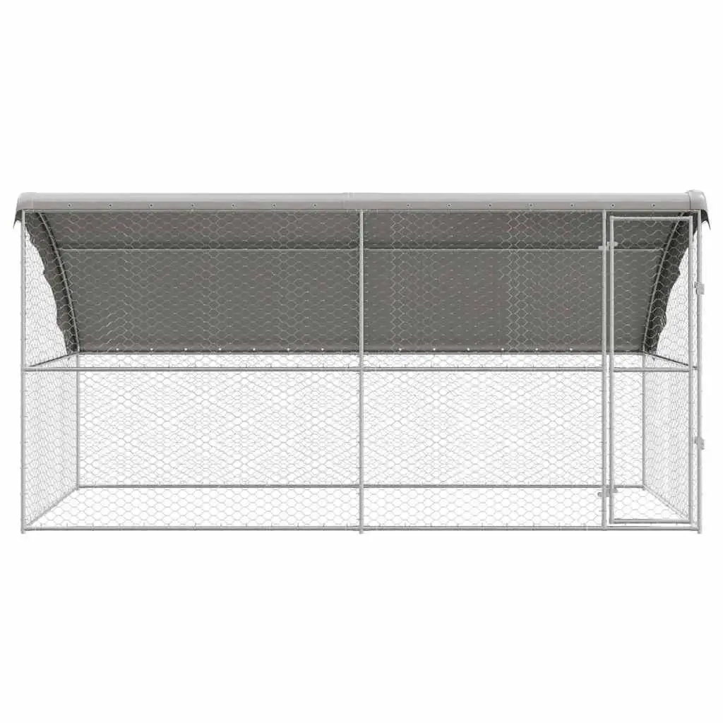 Dog Kennel Outdoor Pet Run 4 x 2 x 2 m Silver 2 Piece Galvanised Steel Frame