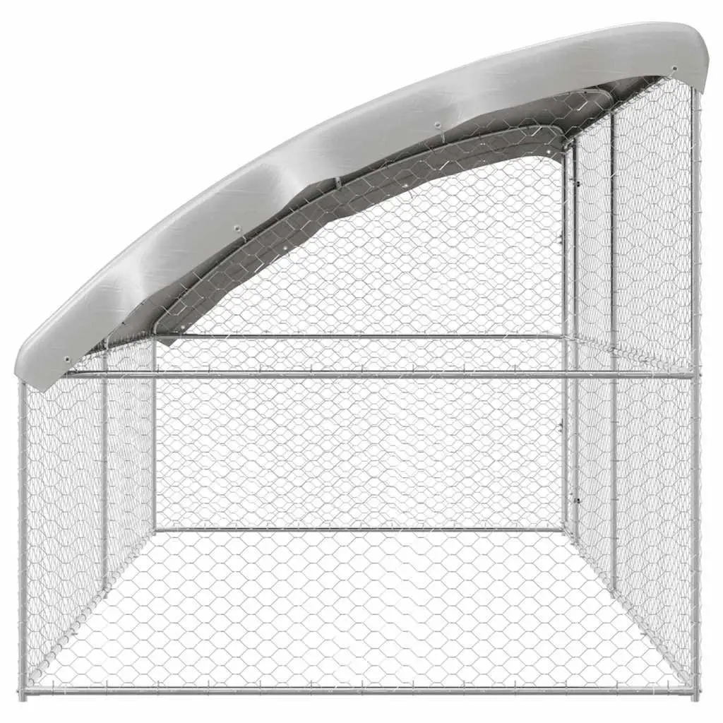 Dog Kennel Outdoor Pet Run 4 x 2 x 2 m Silver 2 Piece Galvanised Steel Frame