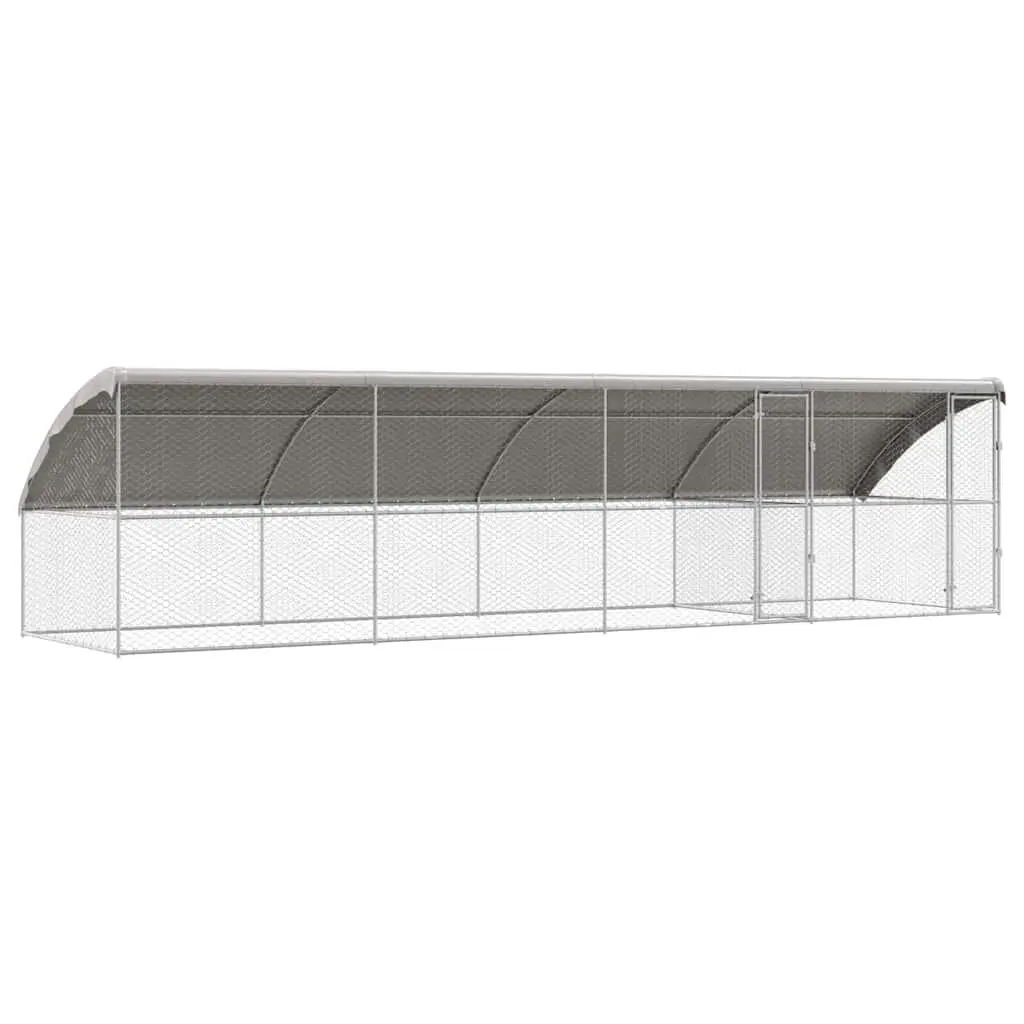 Dog Kennel Outdoor Pet Run Enclosure 8 x 2 x 2 m Silver 4 Piece Galvanised Steel